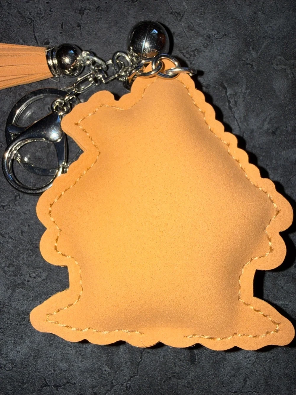 Rhinestone Gingerbread House Ornament Keychain in Brown/Red/Green